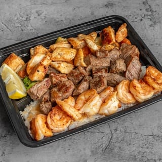 New York Steak, Chicken, & Shrimp Trio Combination Plate