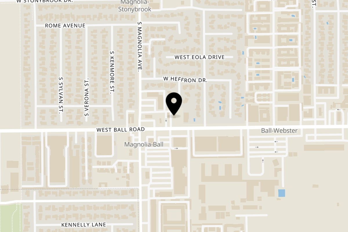 Map showing the location of Habachihana Grill Anaheim on 2561 W Ball Rd in Anaheim