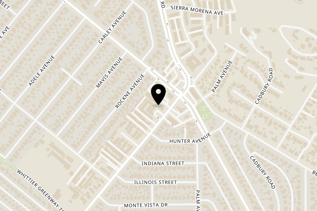 Map showing the location of Habachihana Grill Whittier on 10722 Beverly Blvd in Whittier